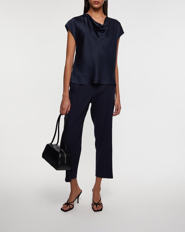 Vince Blus Silk Cowl-Neck Blå XS