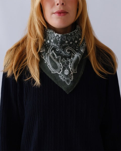 CASHMERE PAISLEY SCARF - GREEN 65x65 mörkgrön ONESIZE 2