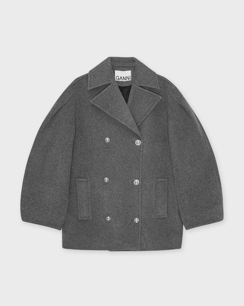 Coat Peacoat Wool Midi Grey 1