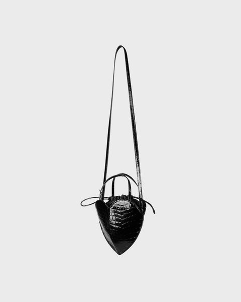 PATENT CROCO HEART BAG svart ONE 2