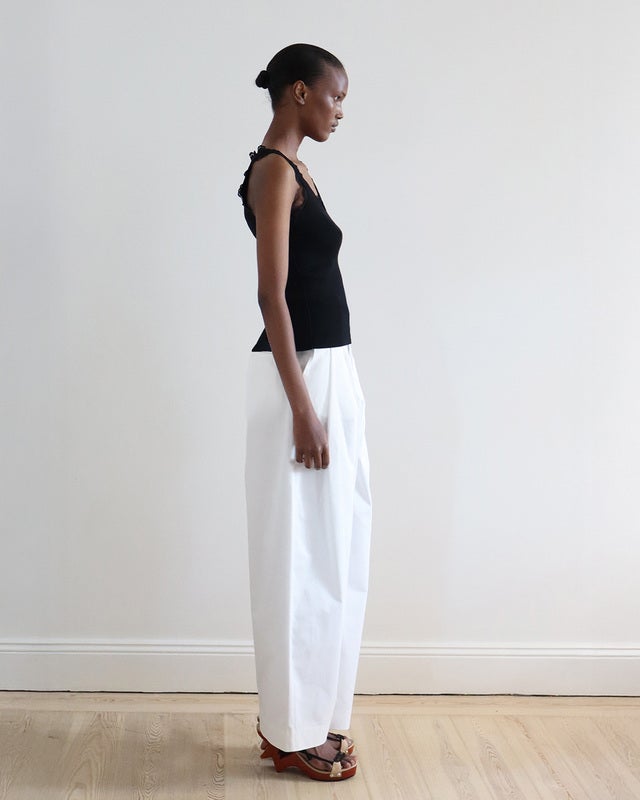 LEONÍ Top Älma Lace-Trimmed Ribbed Silk Black 40