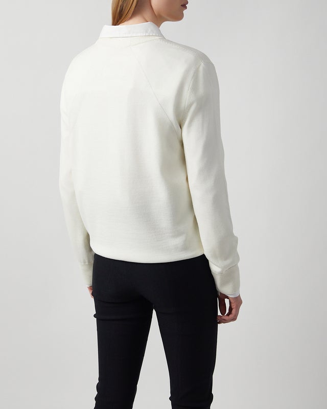 Jil Sander Sweater Midweight Wool Crew-Neck Natural 38