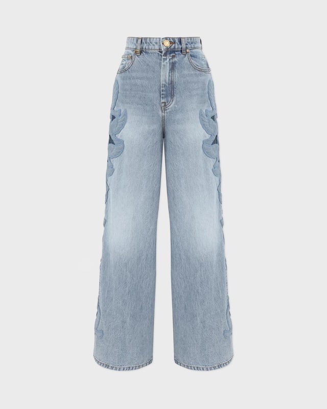 Zimmermann Jeans Alchemy Applique Relaxed Flare Blue/green 26