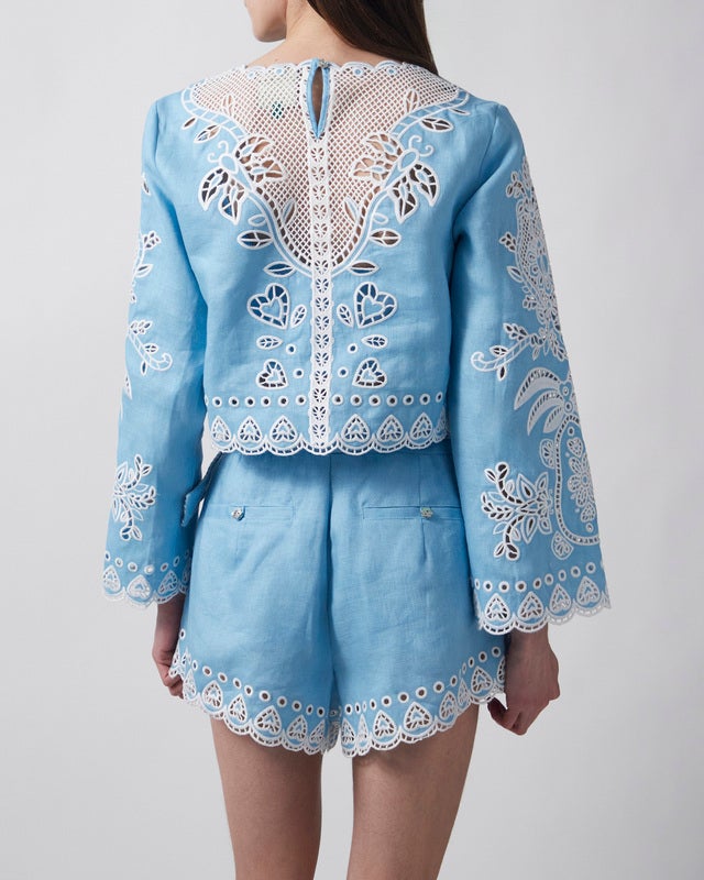 FARM Rio Blouse Romantic Richelieu Light blue L