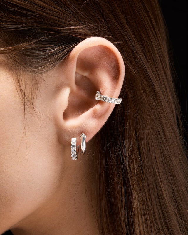 Maria Nilsdotter Earrings Eternity Hoop Silver/White ONESIZE