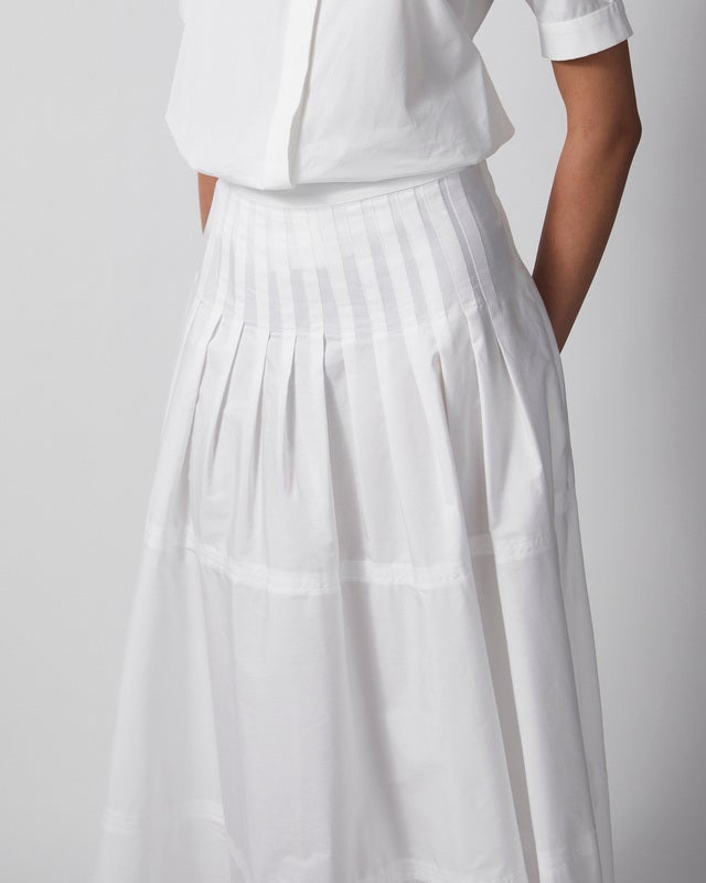 Max Mara Studio Skirt Long Cotton Poplin White IT 44 (EUR M-L)