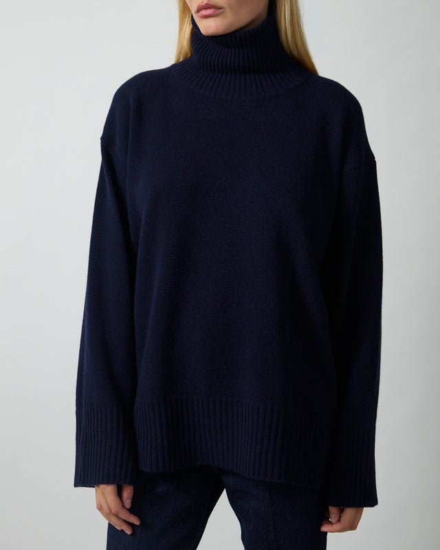 Dagmar Sweater Soft Wool Turtleneck Navy XS