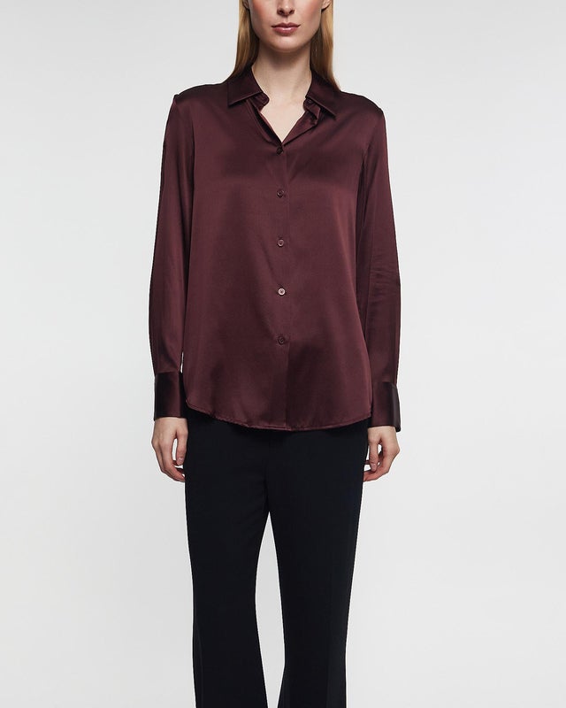Filippa K Shirt Silk Burgundy 40