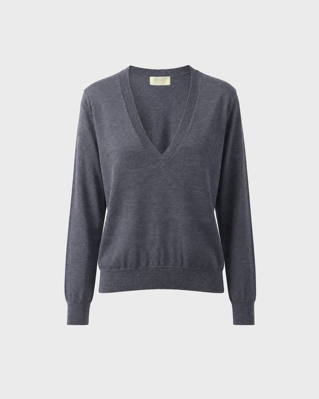 Wakakuu Icons Sweater Angler Merino Wool V-Neck Grey XL