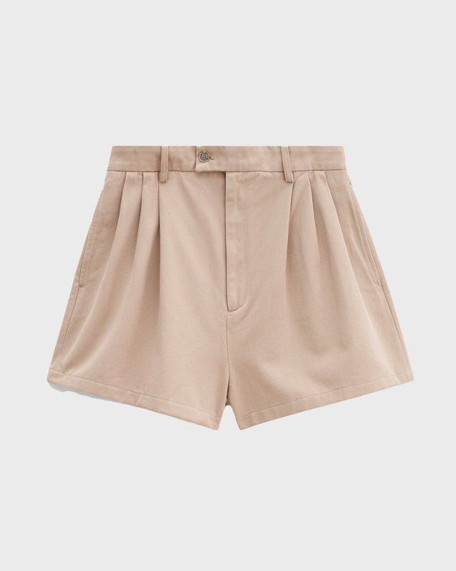 Filippa K Shorts High Waist Pleated Cotton Beige 40