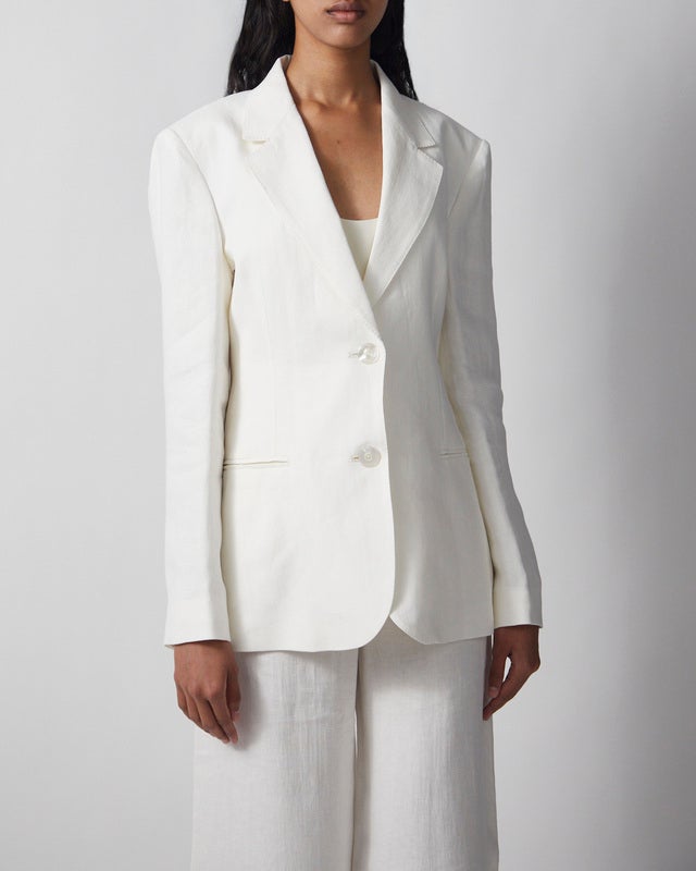 Max Mara Studio Blazer Linen Twill Natural IT 44 (EUR M-L)