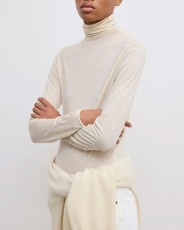 Dagmar Top Wool Jersey Rollneck Cream M