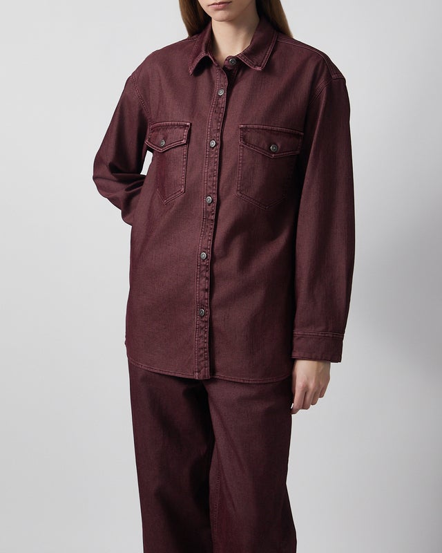 Golden Goose Deluxe Brand Shirt Journey W'S Patty Denim Bordeaux XS