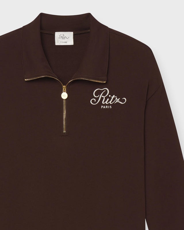 Ritz Paris x Frame Sweater Ritz Half Zip Polo Chocolate XL