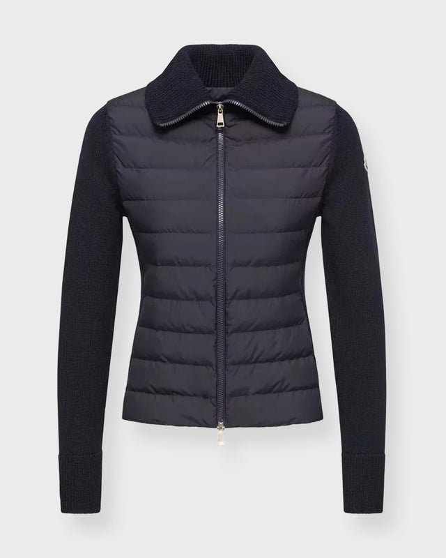 Moncler Cardigan Padded Wool Zip-Up Navy M