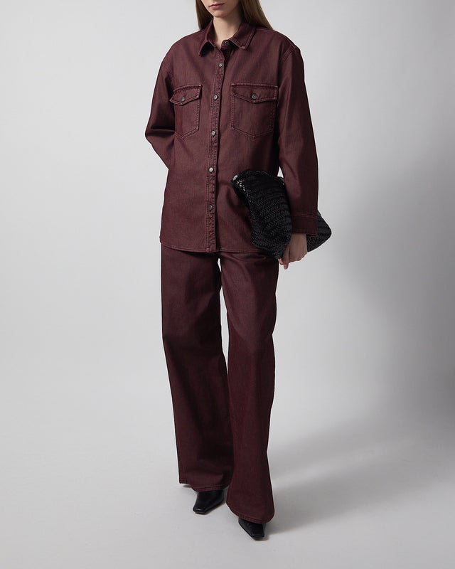 Golden Goose Deluxe Brand Shirt Journey W'S Patty Denim Bordeaux XS