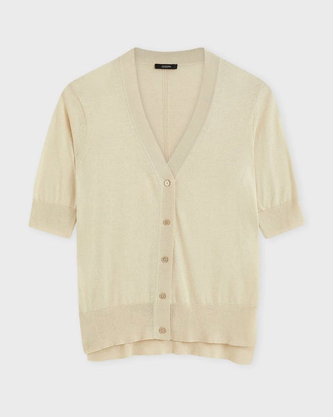 Cardigan Superfine Cotton Silk Beige 1