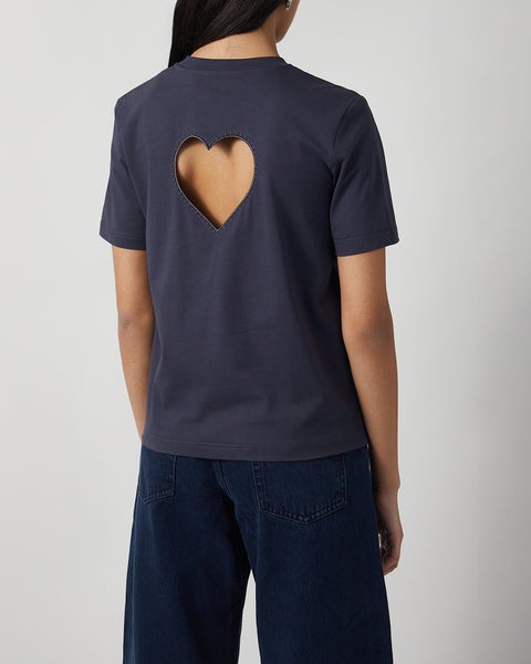 T-Shirt Heart At Back Navy 2