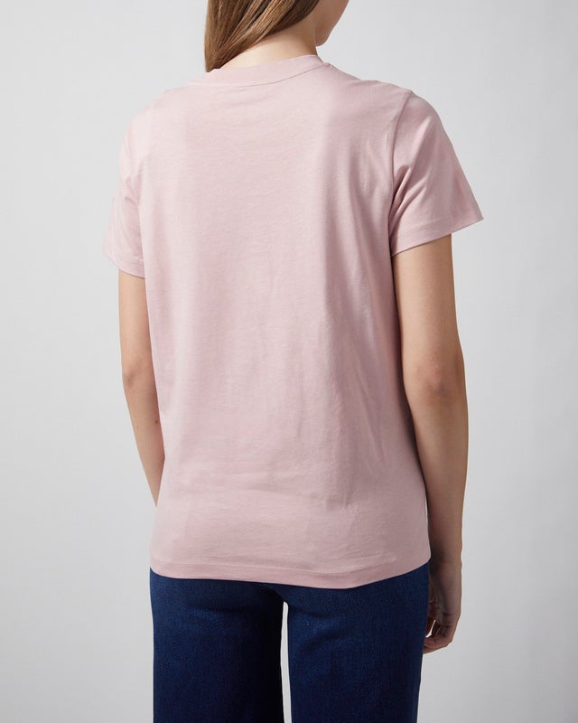 Moncler T-shirt Embroidered Logo Cotton Light Pink XL