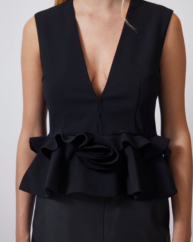 ROTATE  Top V-Neck Flower Black 36
