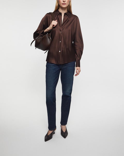 Blouse Silk Bias Long-Sleeve Espresso 2