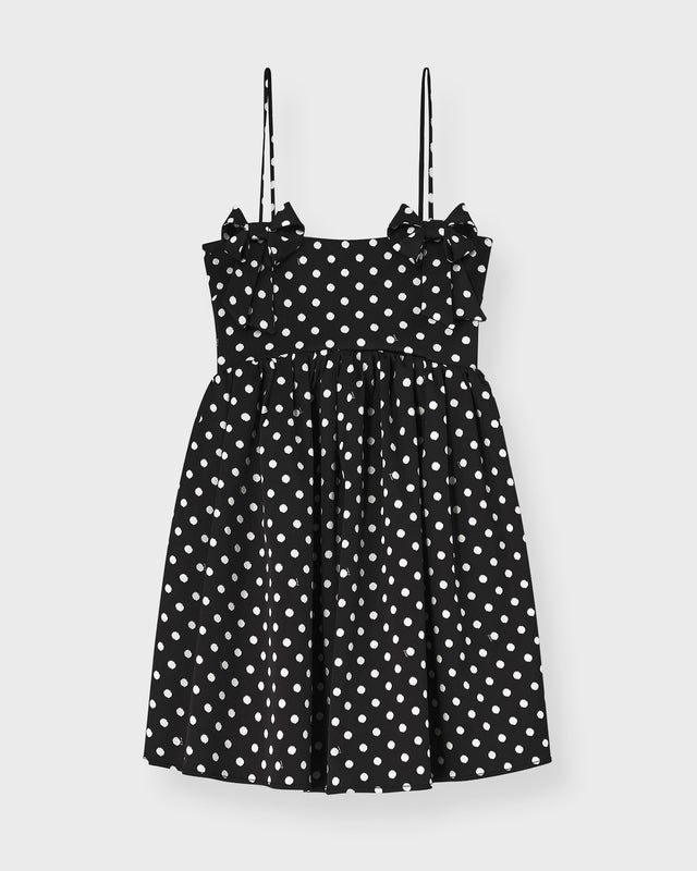 Ganni Dress Mini Printed Satin Strap Black 38