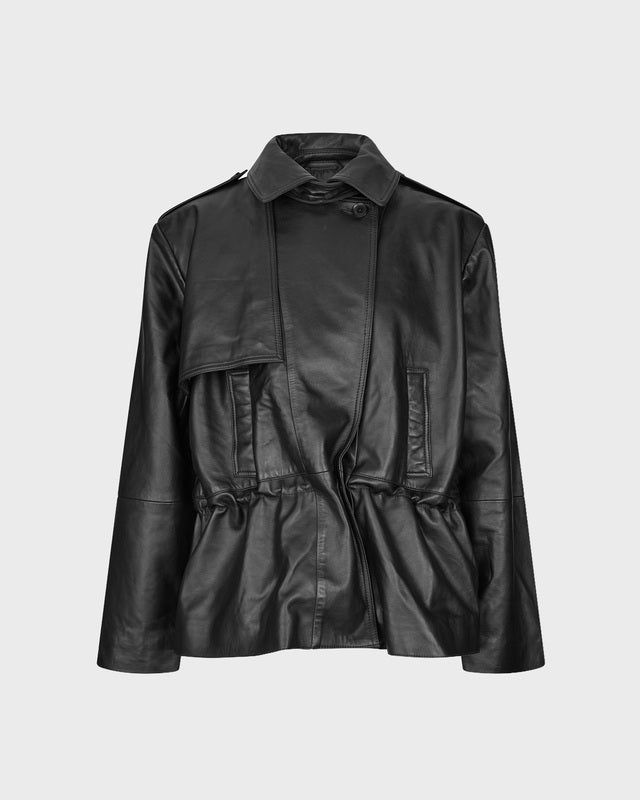 ROTATE  Leather Jacket Peplum Black 34