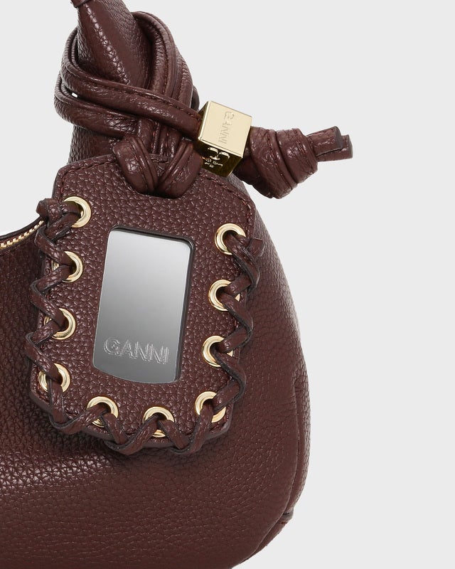 Ganni Bag Hobo Mini Grained Brown ONESIZE
