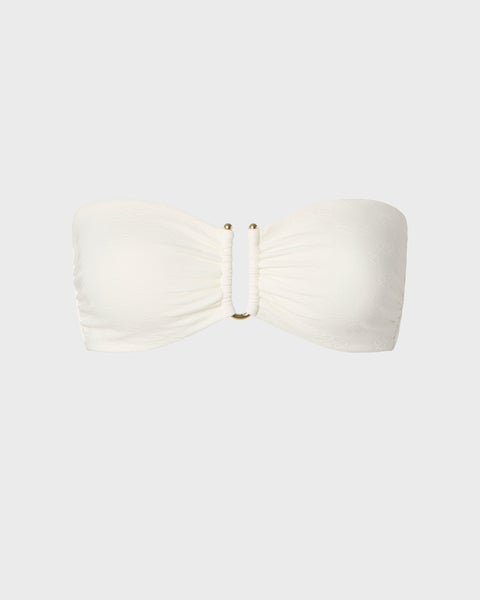 Bikini Top Signature Gold Embellished Bandeau Vanilla 1