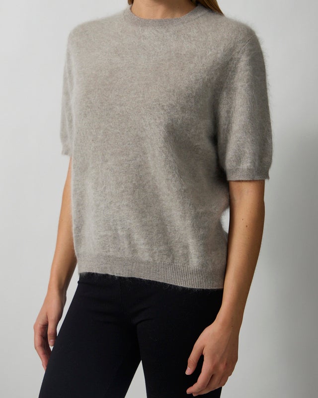 Soft Goat T-shirt Brushed Short Sleeve Greige L
