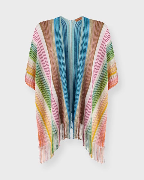Poncho Striped Viscose-Blend Fringe Multicolor ONESIZE 1