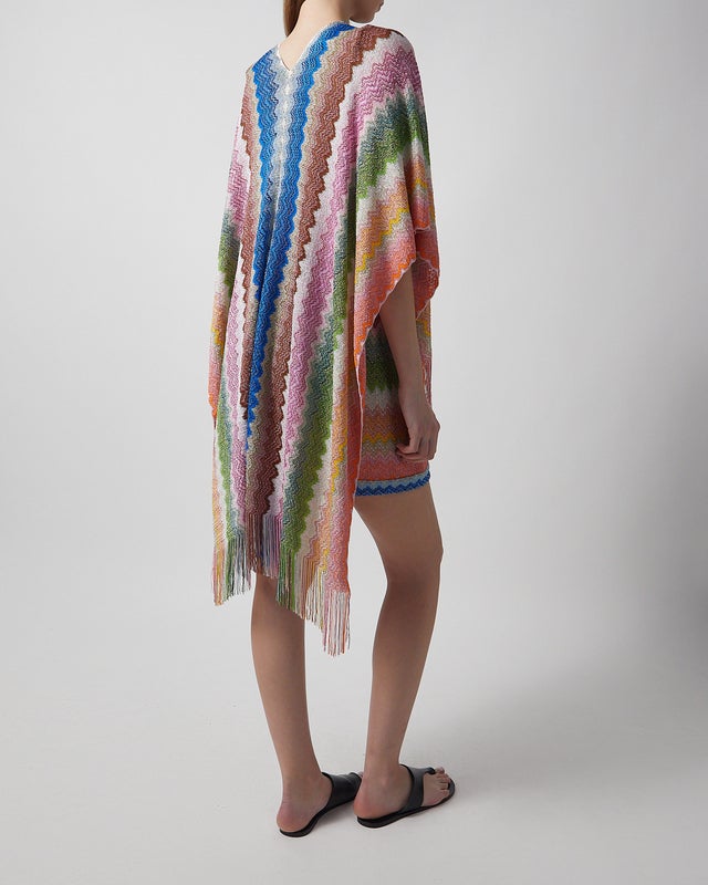 Missoni Poncho Striped Viscose-Blend Fringe Multicolor ONESIZE
