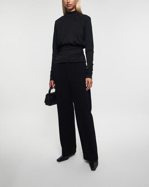 Top Ruched Long Sleeve Black 2
