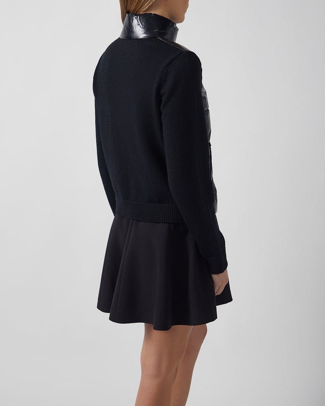 Moncler Cardigan Padded Zip-Up Wool Pocket Black L