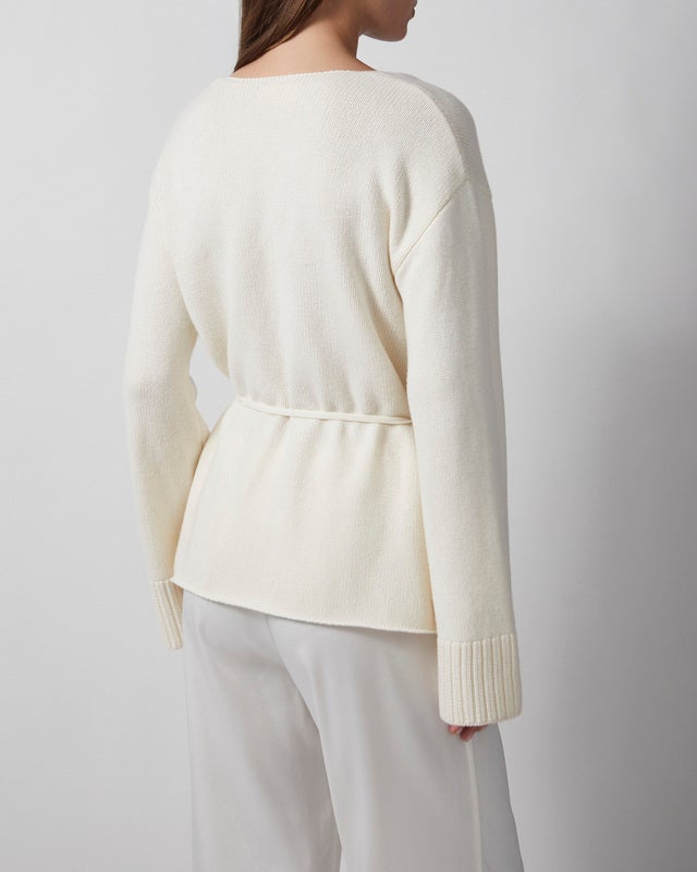 Wakakuu Icons Cardigan Cashmere Wool Wrap Pearl XS-S