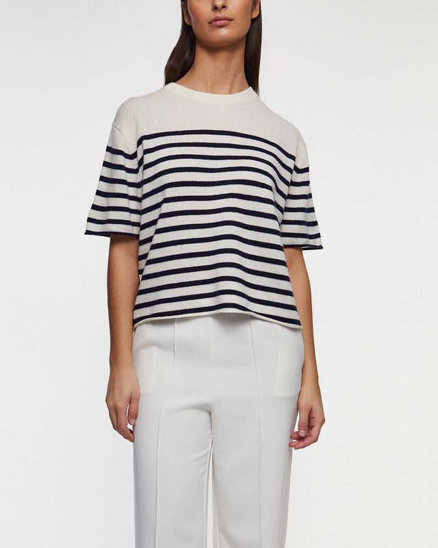 LISA YANG T-Shirt Cila Stripe Cashmere Blue/White 2 (M-L)