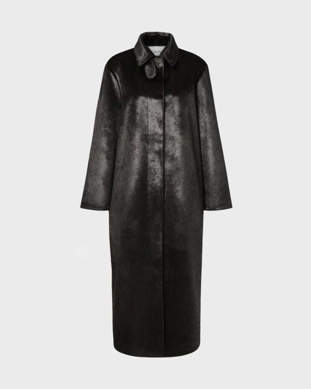 Malina Coat Phoebe Faux Pony Hair Long Black 36