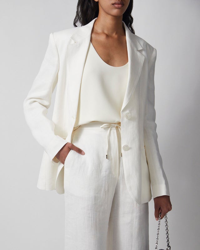 Max Mara Studio Blazer Linen Twill Natural IT 44 (EUR M-L)