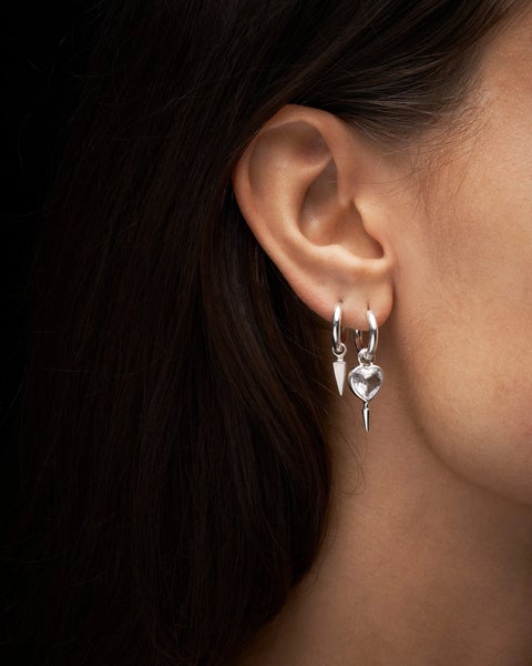 Earring Single Love Faceted  Silver ONESIZE 2