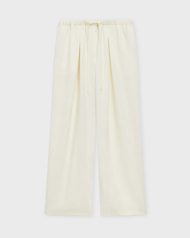 Theory Trousers Pleated Pull-On Pant in Admiral Crepe Beige US 10 (EUR 42)