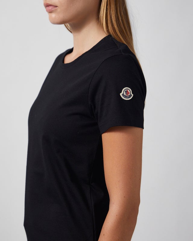 Moncler T-shirt Logo Patch Cotton Jersey Black S