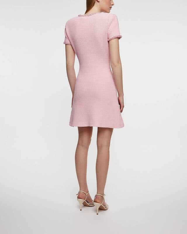 Self-Portrait Dress Pink Textured Knit Mini  Pink S