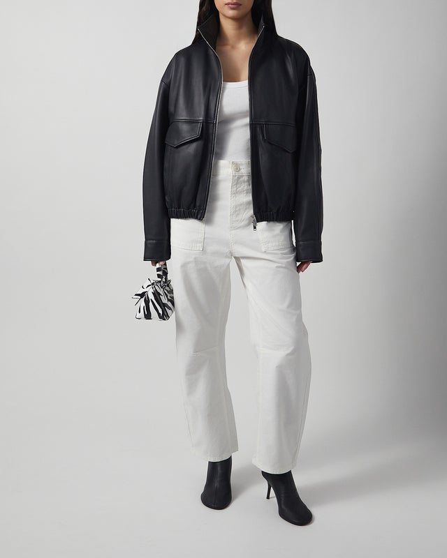 Wakakuu Icons Jacket Leather Funnel Neck Black L