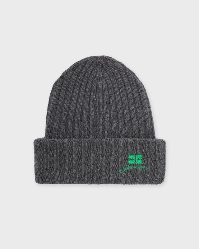 GANNI Mössa Future Wool Knit Charcoal ONESIZE