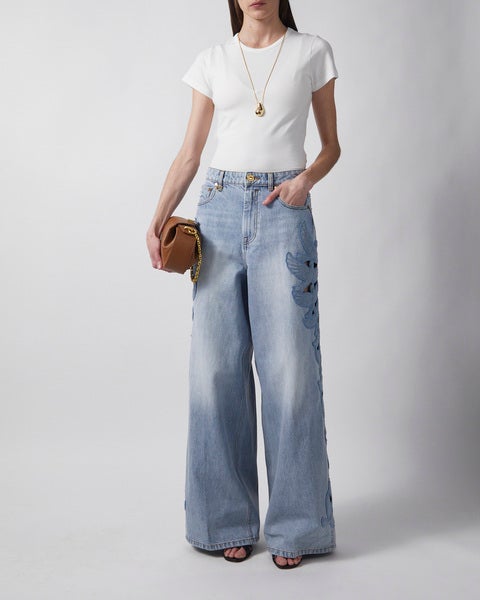 Jeans Alchemy Applique Relaxed Flare Blue/green 2