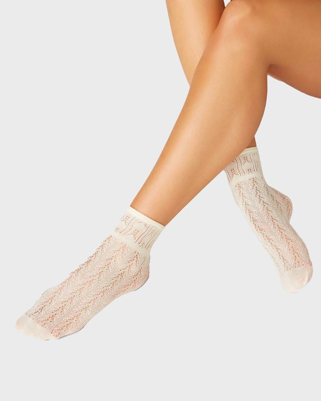 Swedish Stockings Socks Erica Crochet  Ivory ONESIZE