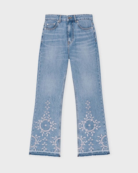 Jeans Broderie Anglaise Betzy Cropped Ljusblå 1