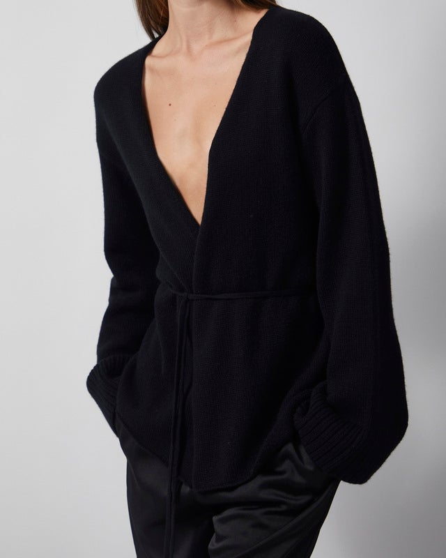 Wakakuu Icons Cardigan Cashmere Wool Wrap Black XS-S