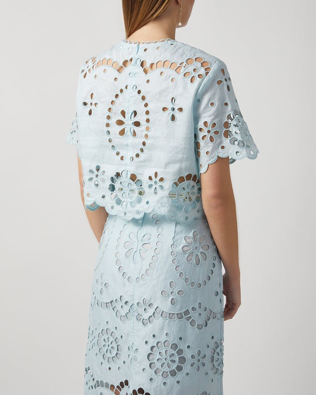 Zimmermann Blus Awaken Embroidered Bodice Mint 0 (XS-S)