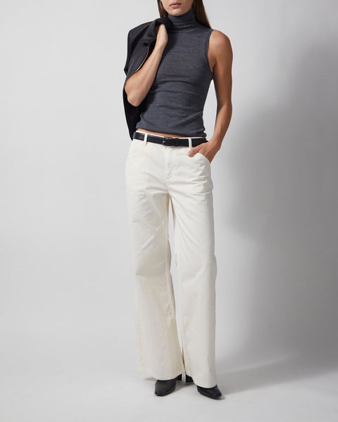 Trousers Flared Cotton Offwhite 2